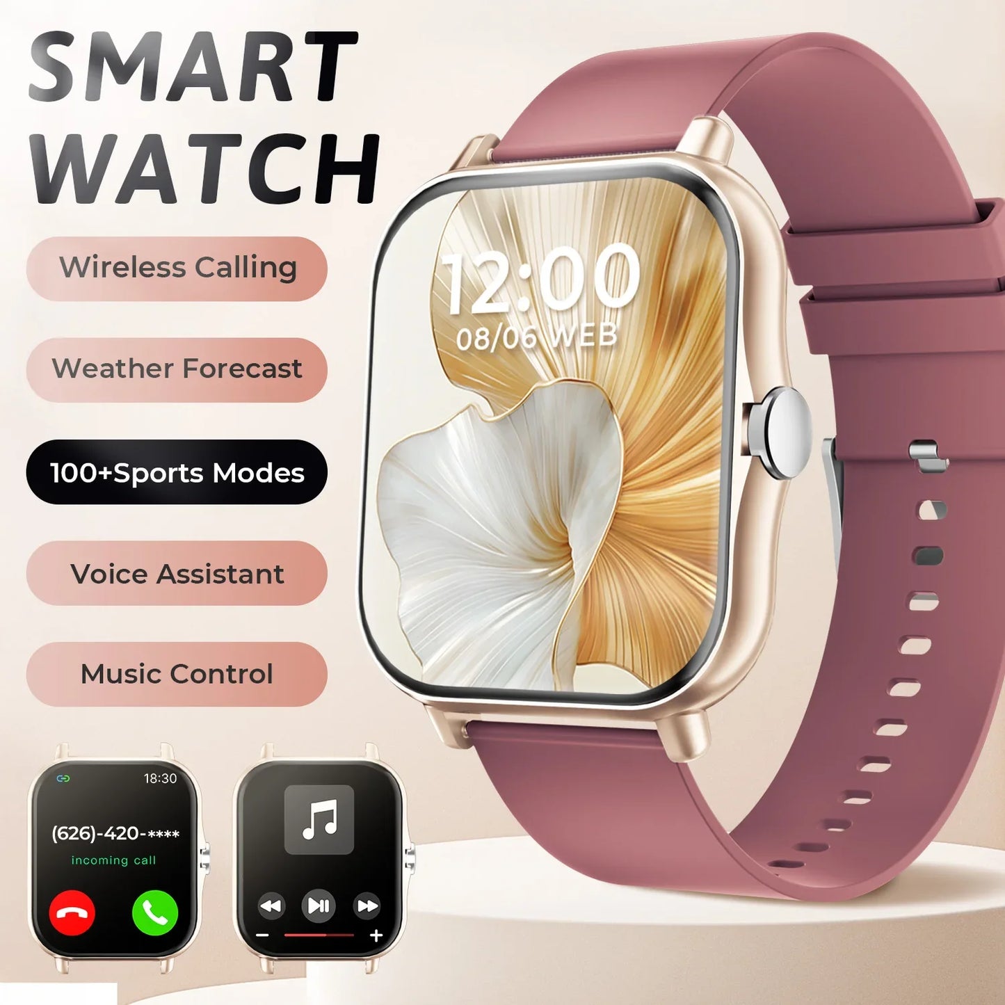 SIMSONLAB Smartwatch – Bluetooth Call & Fitness Tracker Watch