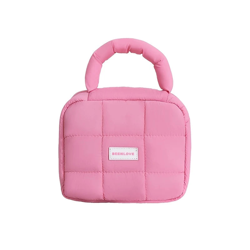 Large Puff Cosmetic Bag – Candy-Color Cotton-Filled Organizer