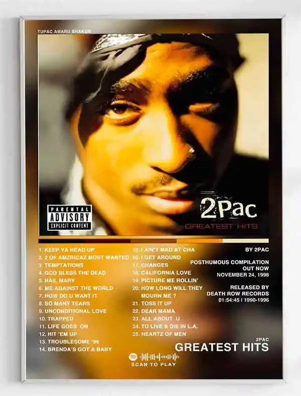 2Pac Music Album Cover Aesthetic Pictures Pop Hip Hop Rapper Tupac Posters For Room Modern Canvas Painting Art Wall Home Deco Peaceful Pleasures Health and Wellness D 40x50cm