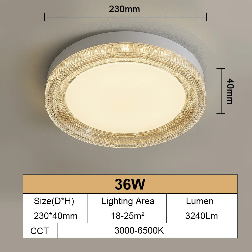 RUNTOIN Ultrathin Crystal LED Ceiling Light 24W 36W 48W Modern