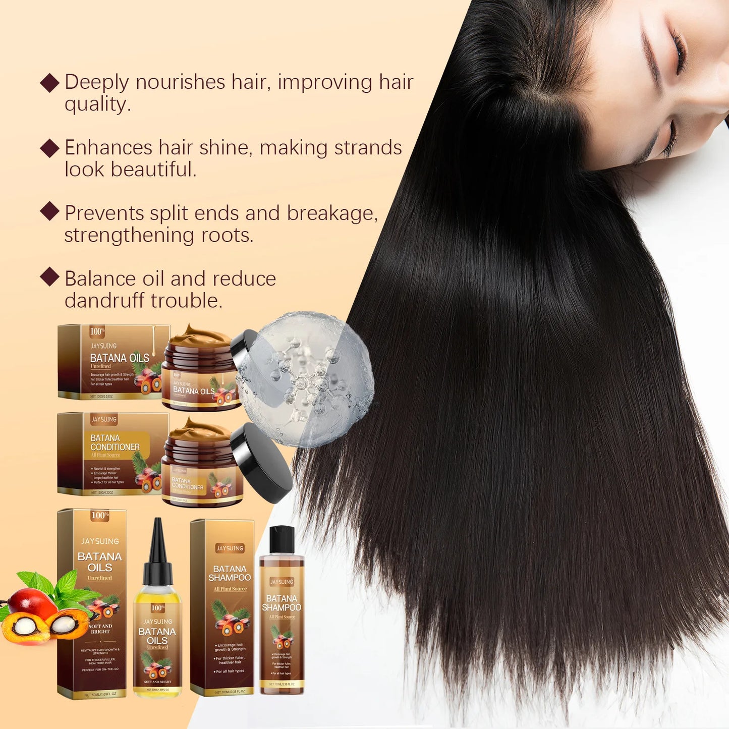 Hair Care Product Batana Oil Shampoo Conditioner Repair Split Ends Frizzy Damage Moisturize Smooth Shiny Keratin Hair Mask Serum Peaceful Pleasures Health and Wellness