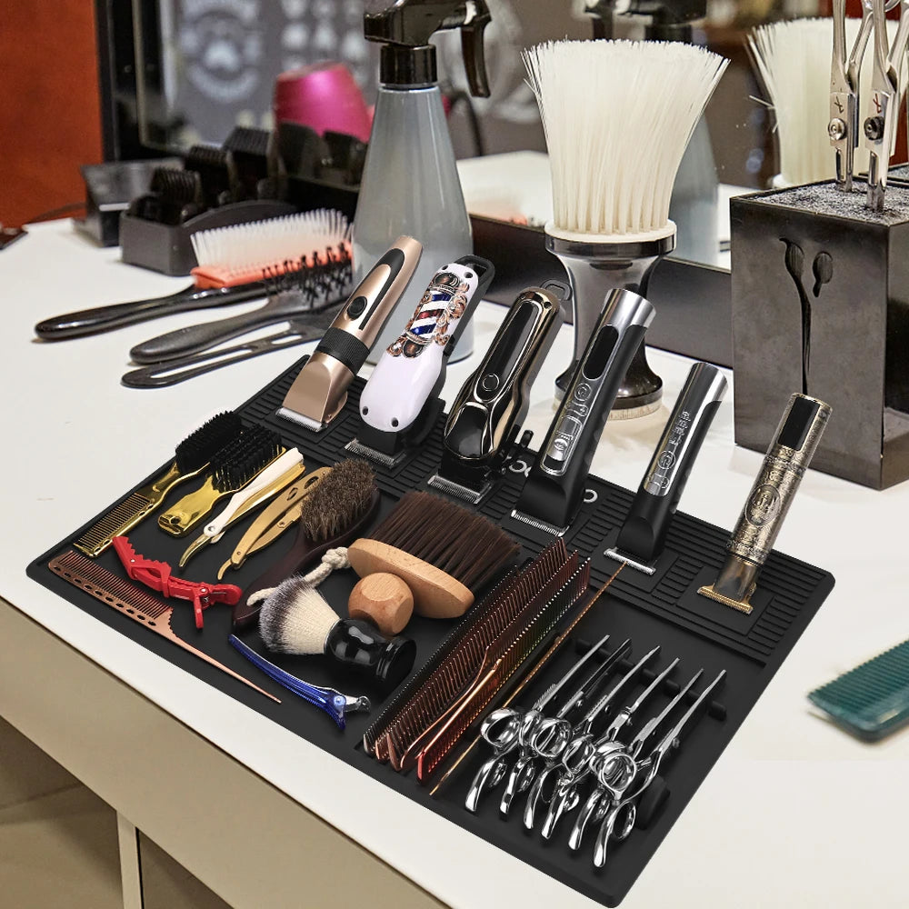 Barber Shop Magnetic Absorption Storage Pad Waterproof And Anti Slip Hairdressing Tool Comb Scissors Desktop Storage Pad Peaceful Pleasures Health and Wellness