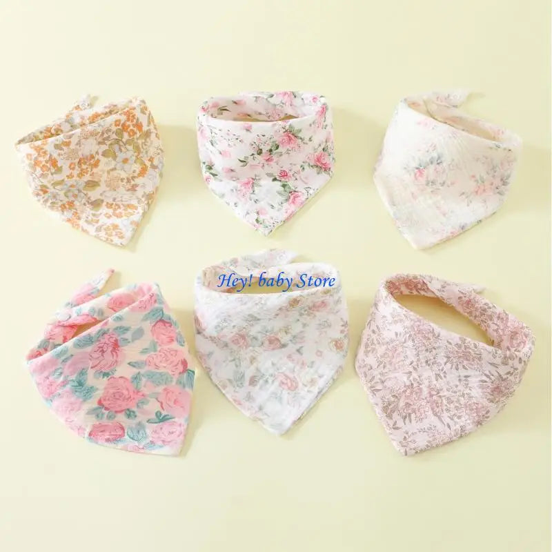 6-Pack Muslin Cotton Baby Bibs – Soft Drool & Feeding Bibs