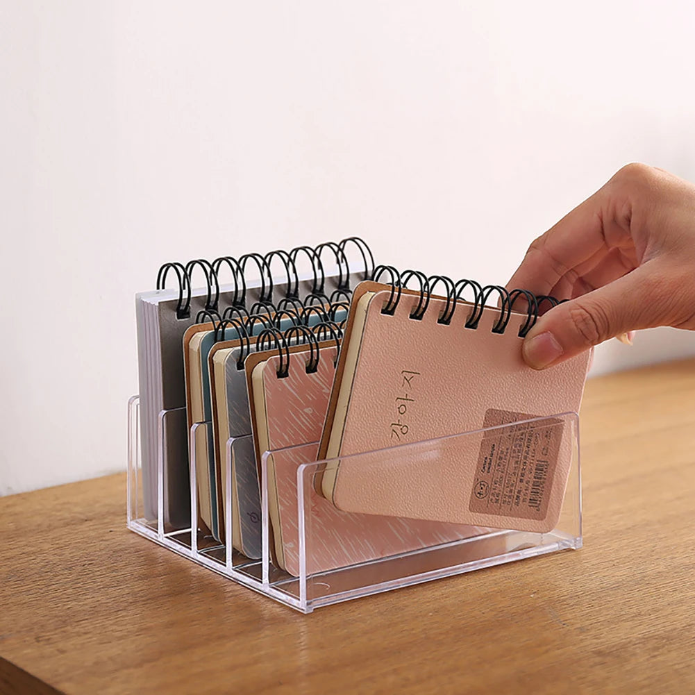 Clear Acrylic Magazine File Holder & Desk Organiser | 4–5 Slots Desktop File Organiser Peaceful Pleasures Health and Wellness