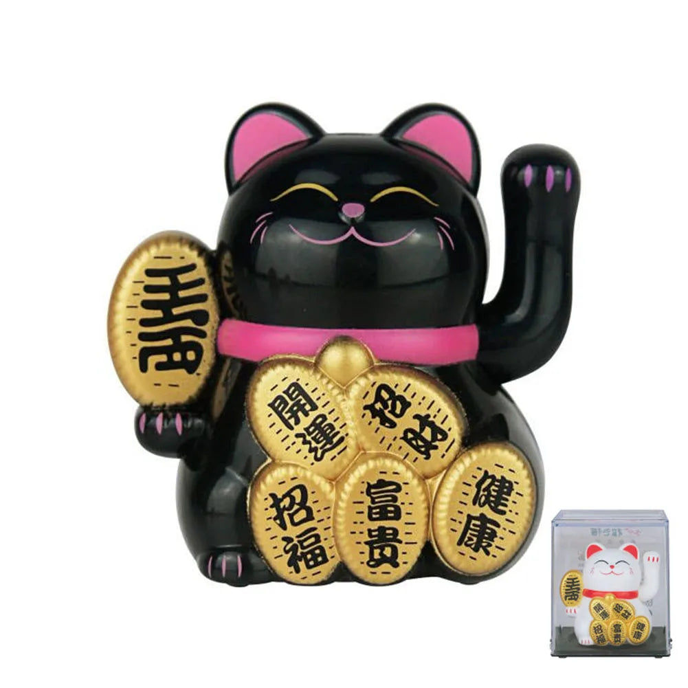 Solar Powered Maneki Neko Lucky Cat Home Office Car Decoration
