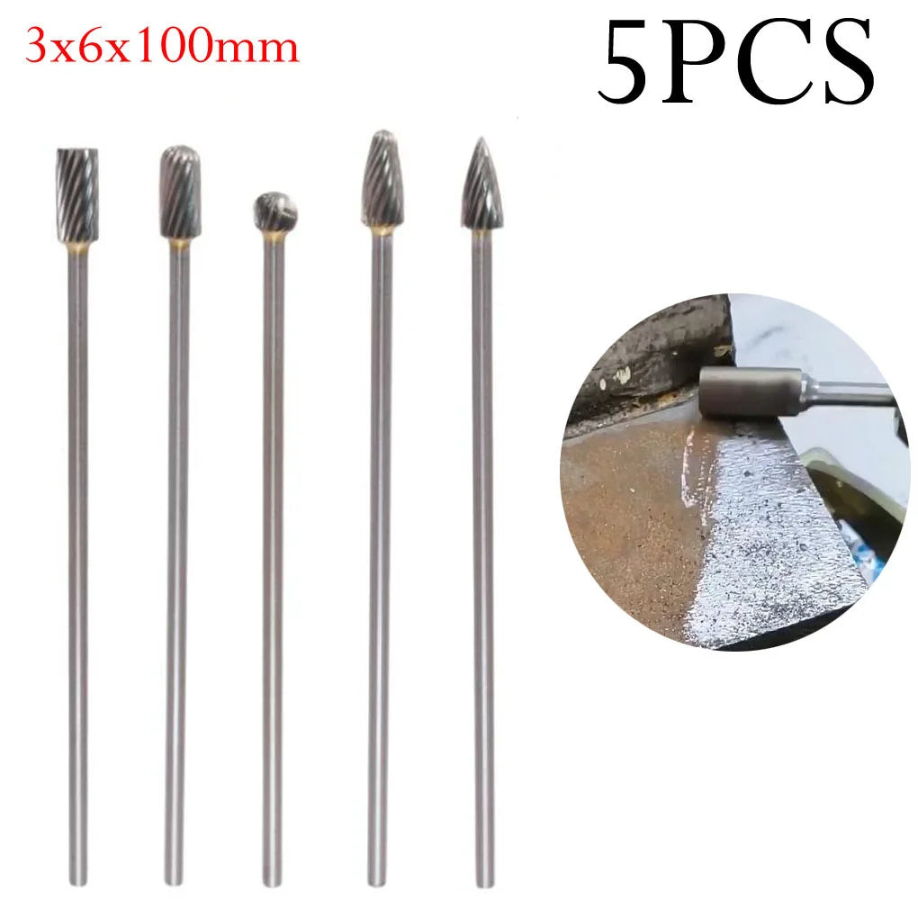 Solid Carbide Rotary Burrs Long Single Cut Head Milling Cutters Tools