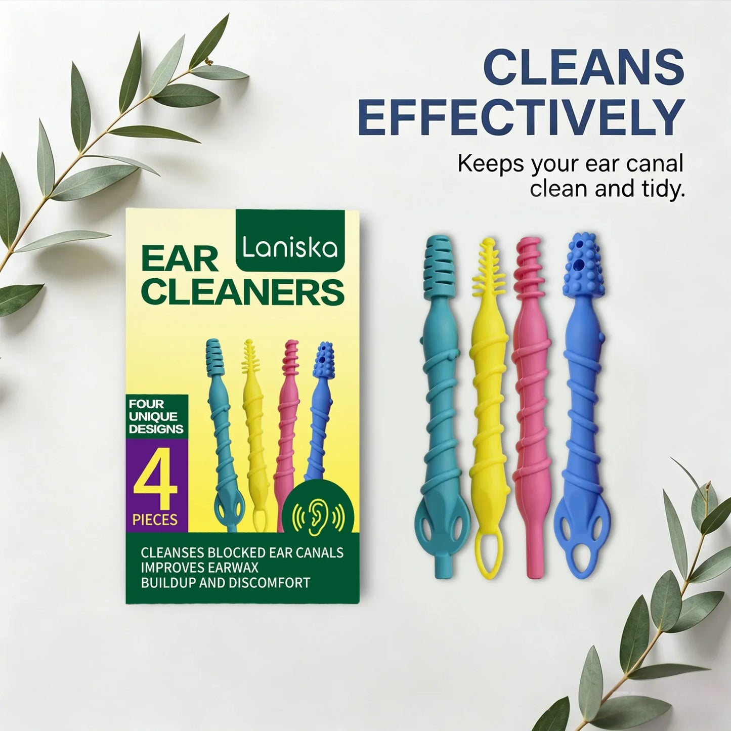 4-Piece Silicone Ear Wax Remover Kit – 4 Unique Heads