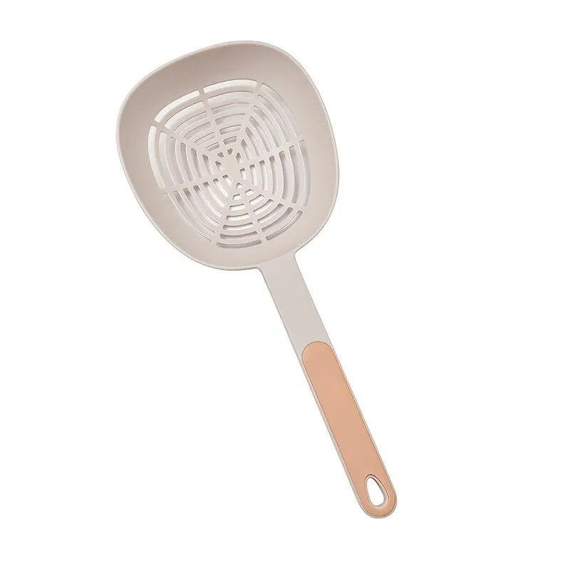 Leak Kitchen Pasta Spoon Fishing Dumplings Long Handle Food Grade High Temperature Resistant Spaghetti Large Funnel Peaceful Pleasures Health and Wellness Pink