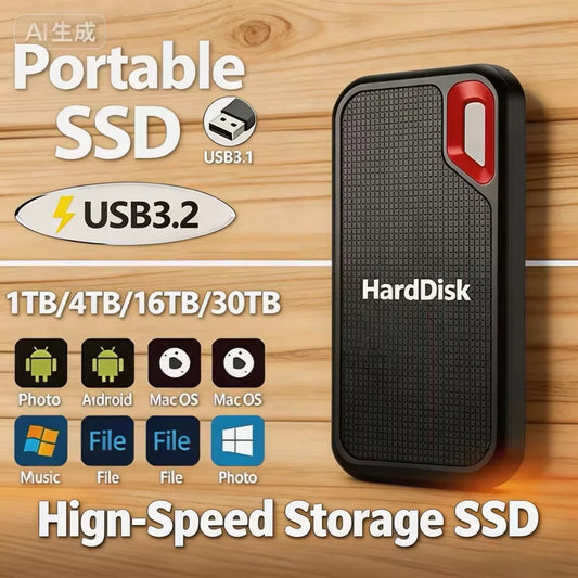 Portable External SSD USB 3.1 Type-C | 16TB to 128TB Drive Portable External SSD Peaceful Pleasures Health and Wellness