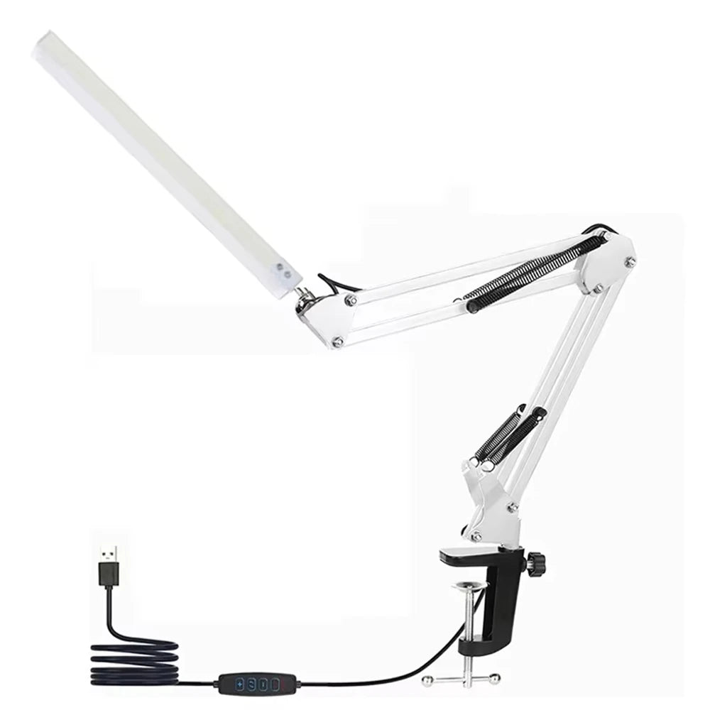 Desk lamp,LED desk lamp with rocker arm,adjustable Angle,10 brightness levels,3 lighting modes,fixture,eye-protecting learning Peaceful Pleasures Health and Wellness WHITE