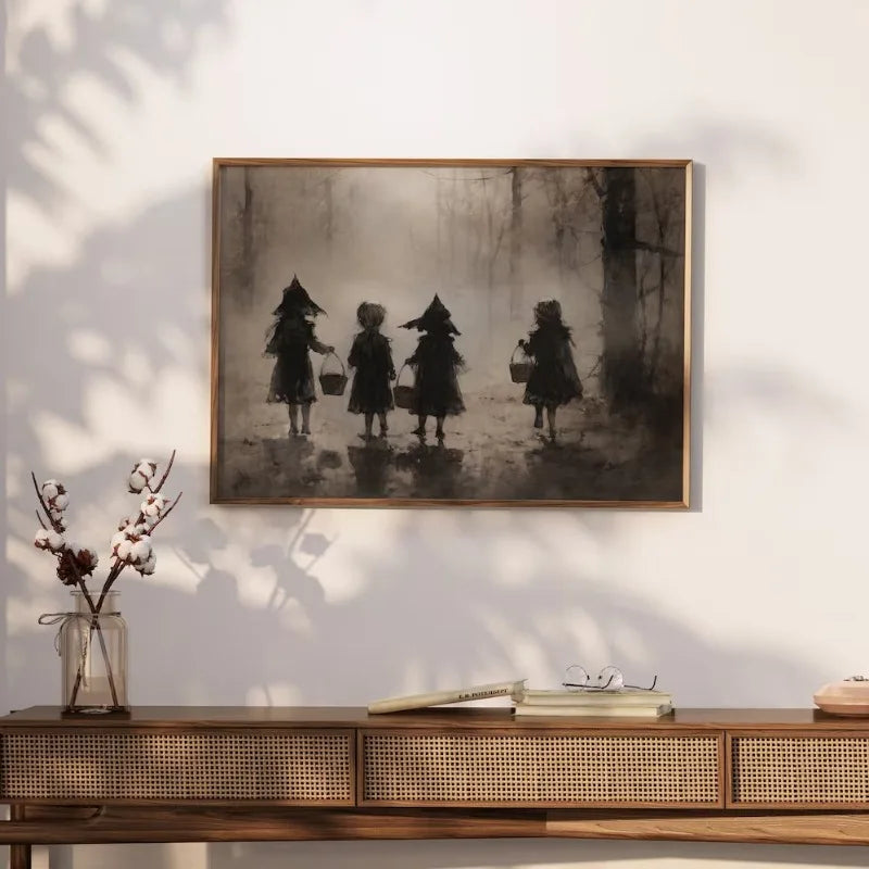 Vintage Spooky Halloween Prints Poster Dark Ghost Pumpkin Autumn Canvas Painting Moody Wall Art Gallery Living Room Home Deco Peaceful Pleasures Health and Wellness