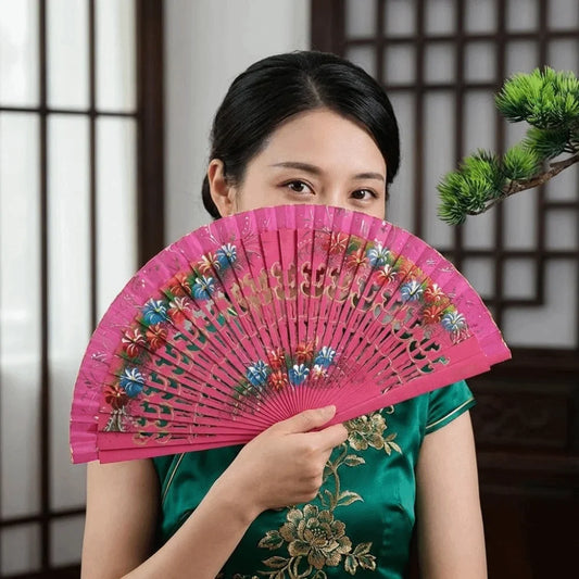 Hand-Painted Chinese Folding Fan | Decorative Antique Style Decorative Folding Fan Oasis Select