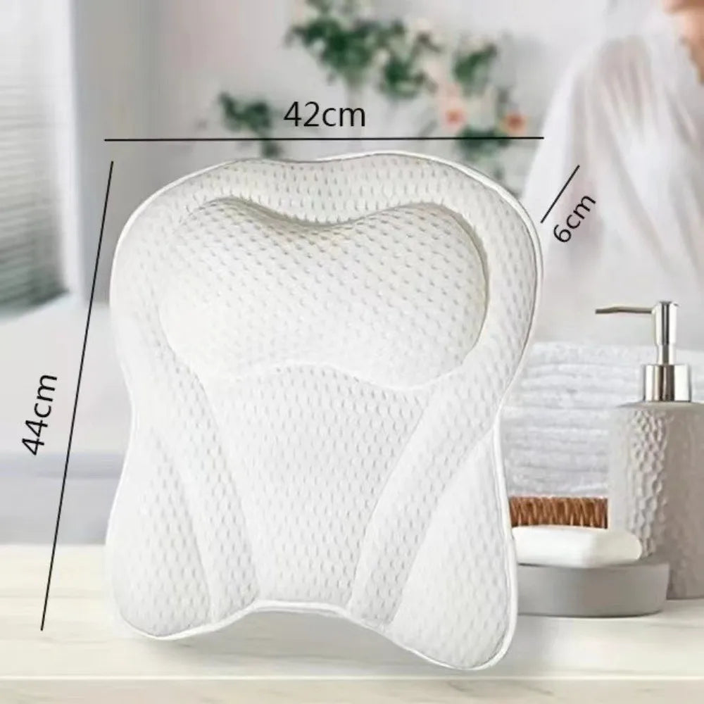 4D Mesh Bath Pillow – Non-Slip Suction Cups & Neck Support