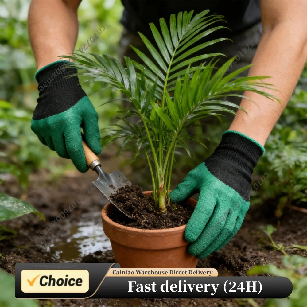 Gardening Gloves Thickened Latex Coated Dirt Work Gloves Waterproof Thorn-Proof Working Glove Machinery Automotive Repair Tools Peaceful Pleasures Health and Wellness