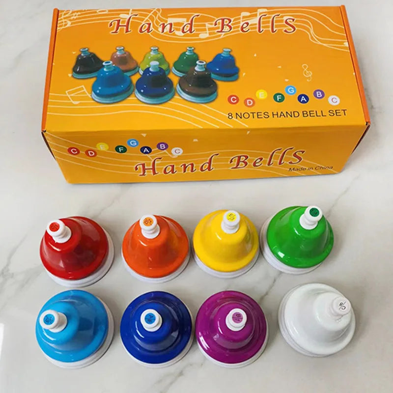 Orff Musical Instrument Handbell Colorful 8-Note Hand Bell Child
