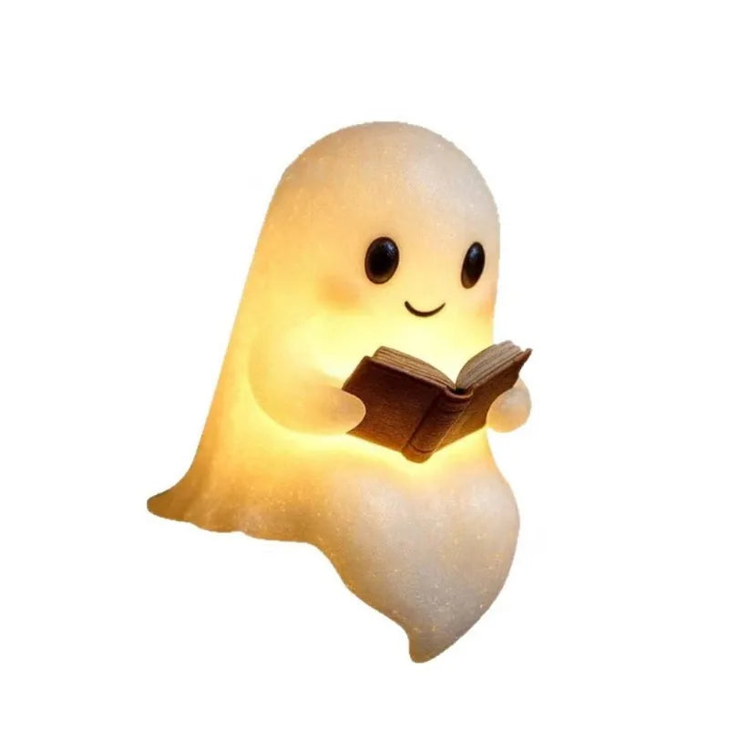Cute Ghost Reading Book Halloween Night Light Lamp | Decor