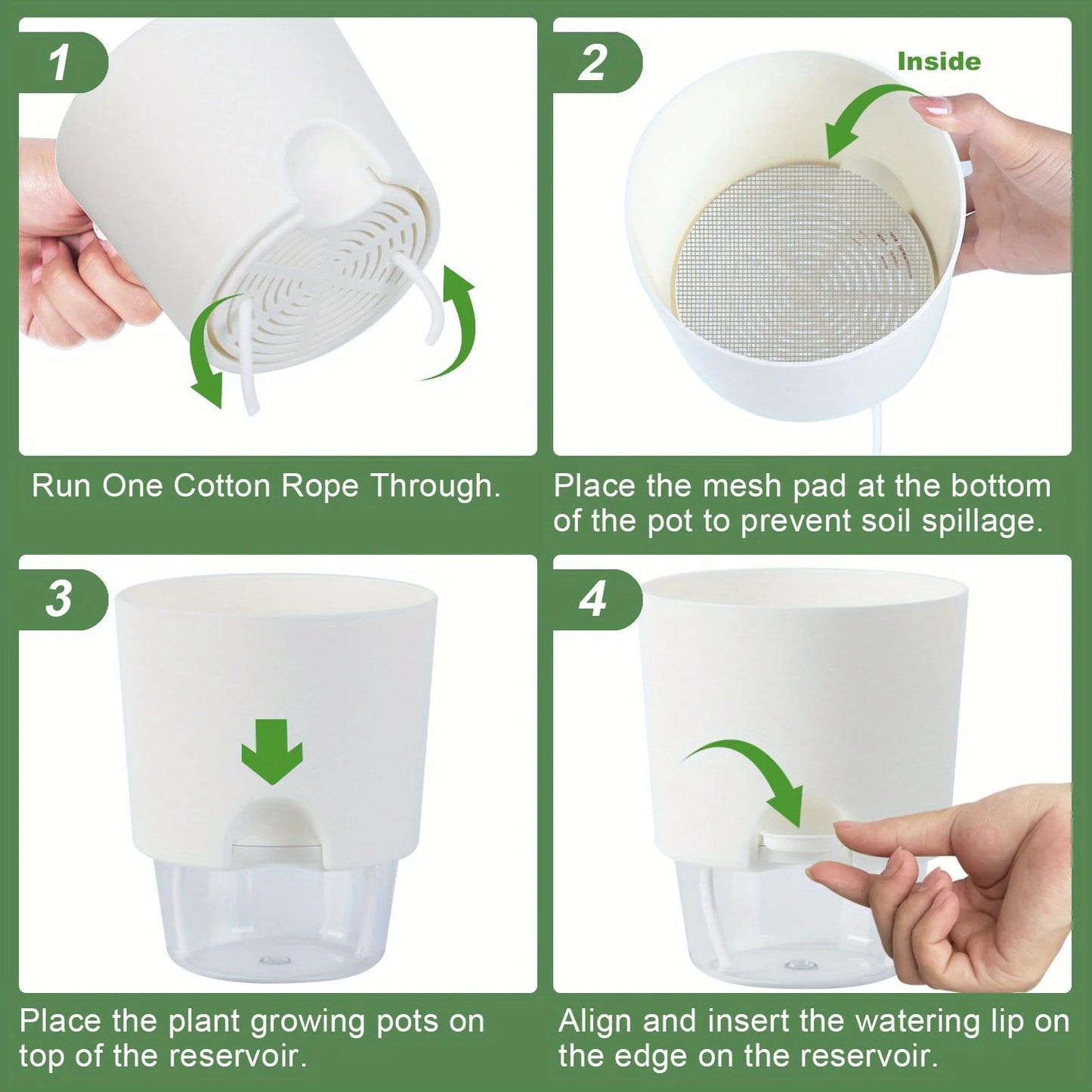 5-Pack Self-Watering Hydroponic Pots | Double Layer Design