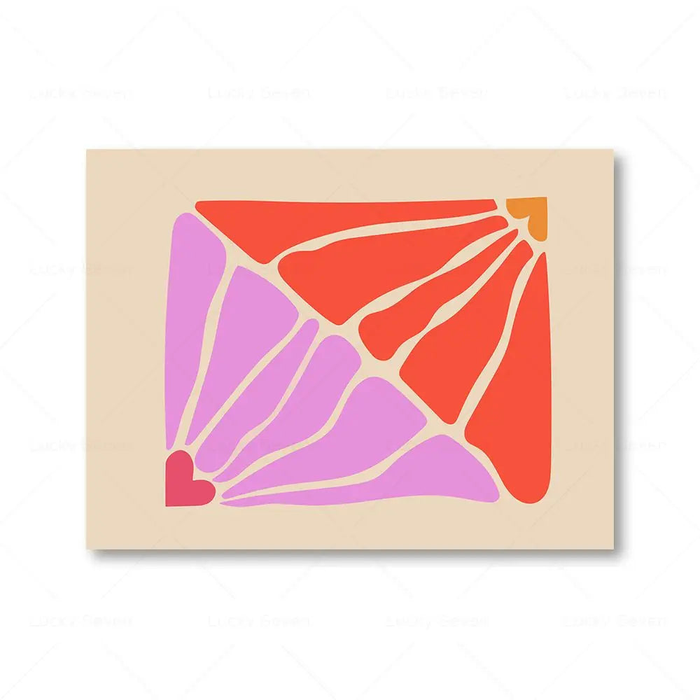 Retro Botanical Abstract Floral Canvas Wall Art Print | Unframed