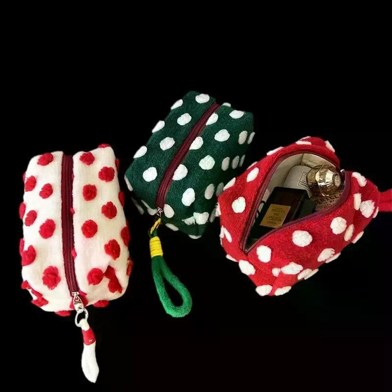 Christmas Style Makeup Bag Dot Cosmetic Pouch With Handle Gift For Women Large Capacity Travel Toiletry Wristlet Purse Organizer Peaceful Pleasures Health and Wellness