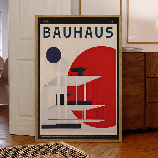 Modern Bauhaus 1919 Architecture Canvas Wall Art | Framed Print Framed Canvas Print Peaceful Pleasures Health and Wellness