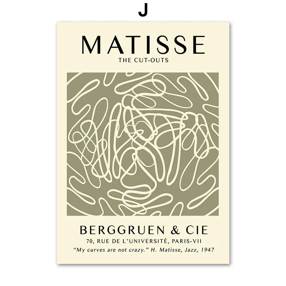 Sage Green Matisse Abstract Flower Canvas Wall Art Print