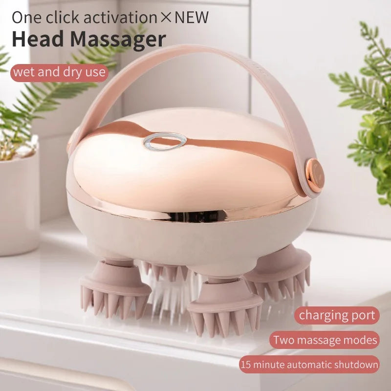 Head Spa Equipment Rechargeable Head Massager Waterproof Handheld Hair Scalp MassagerInstrument Scalp Stress Relax Body Massage Peaceful Pleasures Health and Wellness
