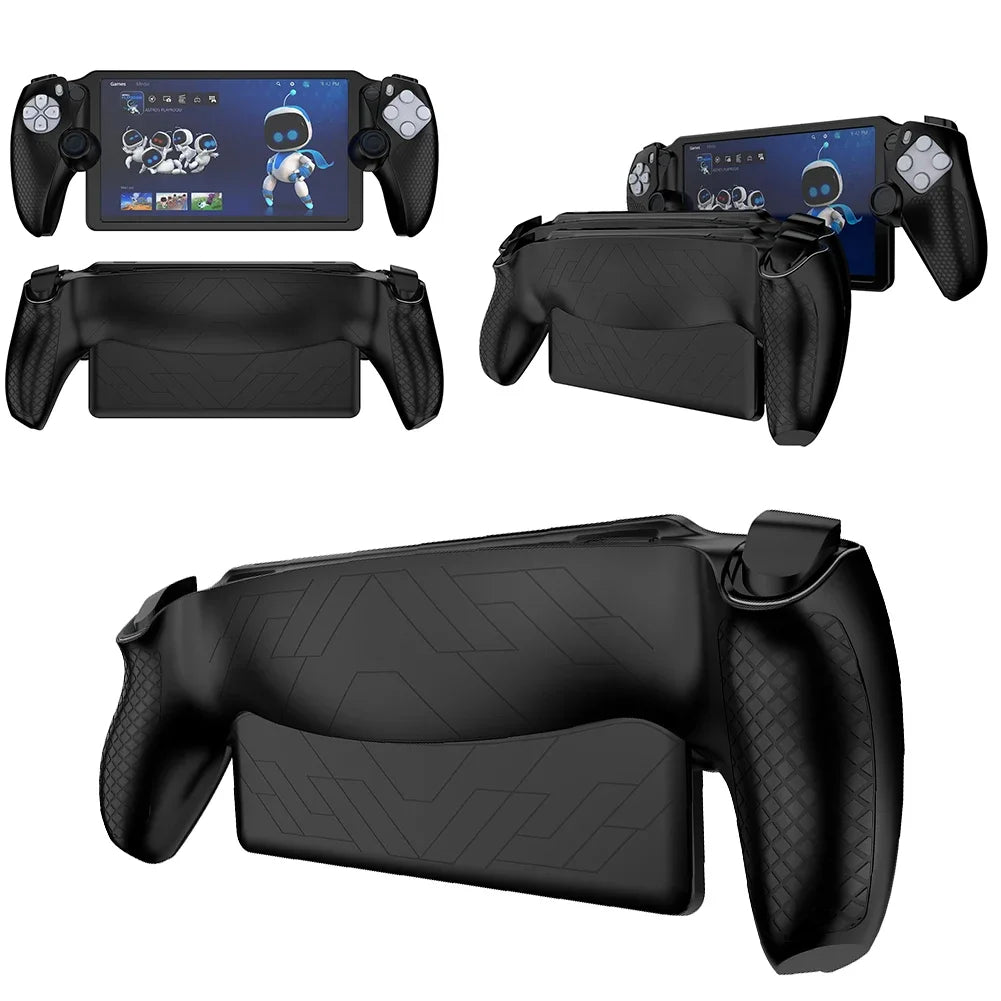 For Playstation Portal Gaming Console Controller Protector Cover Case with Stand TPU Sleeve Skin Game Machine Grip Shell Case Peaceful Pleasures Health and Wellness Black B