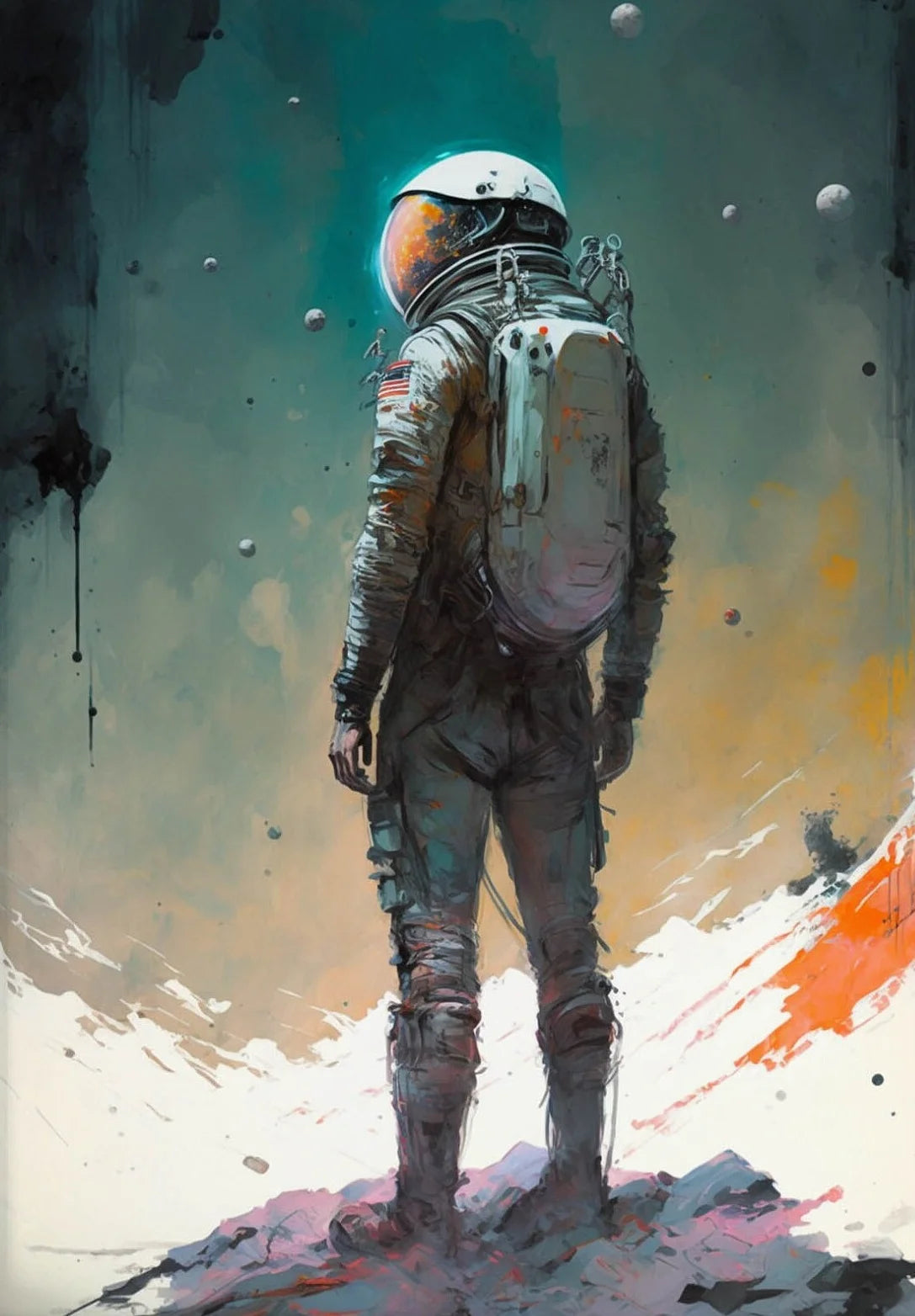 Astronaut Canvas Wall Art | Modern Sci-Fi Space Poster Print Canvas Wall Art Peaceful Pleasures Health and Wellness