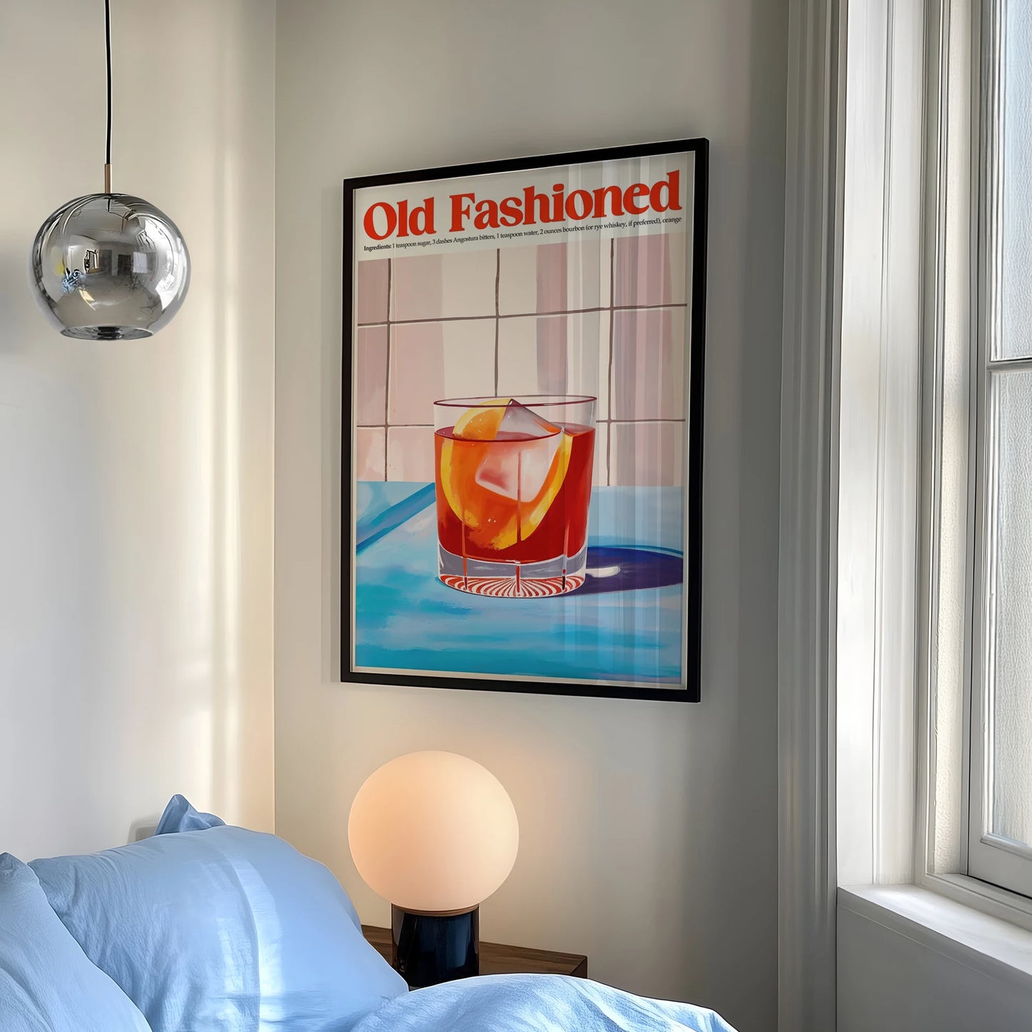 Old Fashioned Cocktail Canvas Wall Art | Minimalist Print