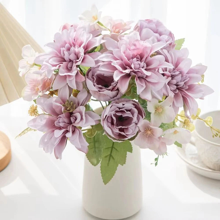 Silk Dahlia & Peony Artificial Flowers for Weddings & Decor