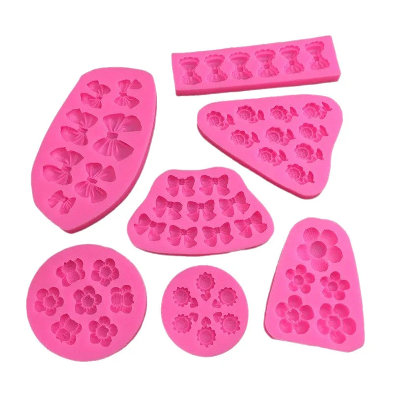 Cartoon Flower Bow Bee Fondant Silicone Mold – Cake Decorating