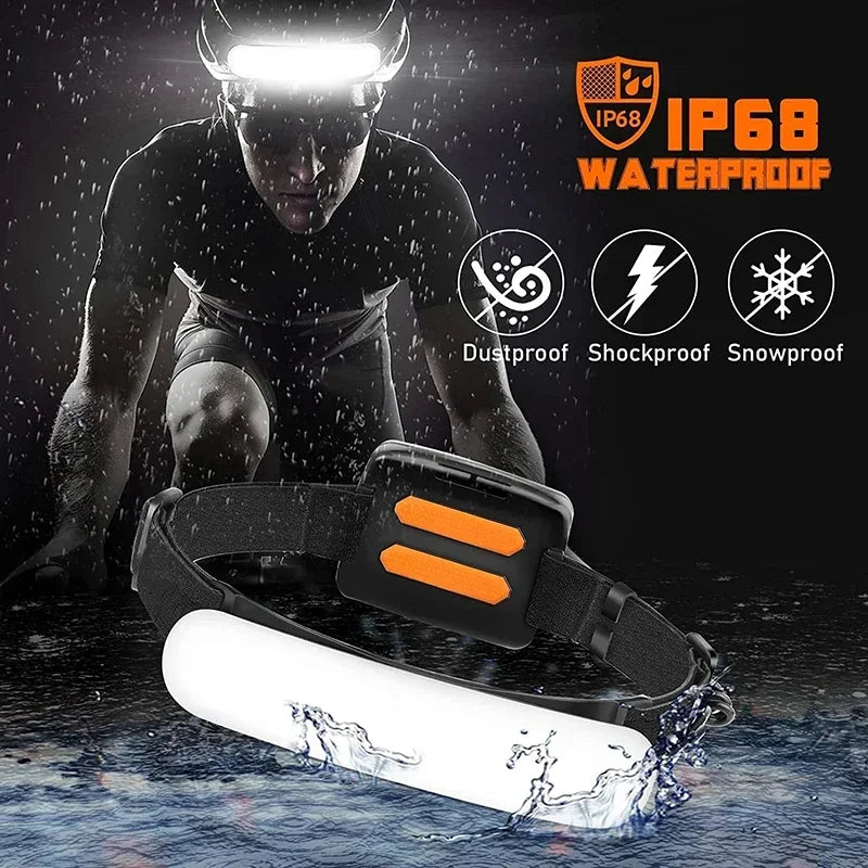 1500LM COB LED Headlamp 7500mAh USB Rechargeable Camping Fishing