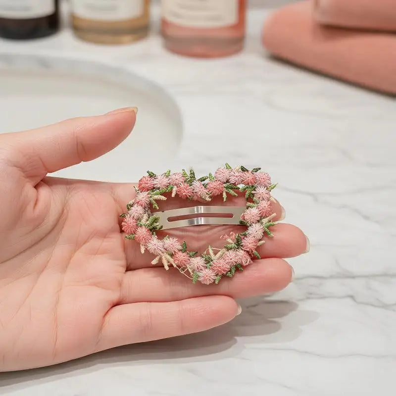 Pink Flower Star Heart Geometric Hair Clip for Women & Girls