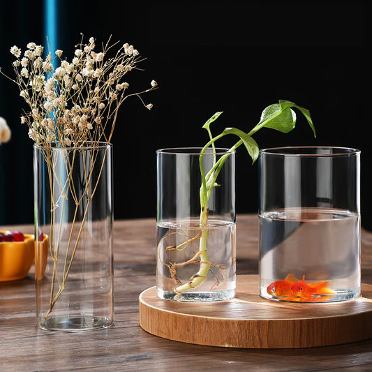 Transparent Glass Hydroponic Vase Modern Small Cylinder Flower Centerpiece Vases Use For Floral Wedding Home Decoration Peaceful Pleasures Health and Wellness