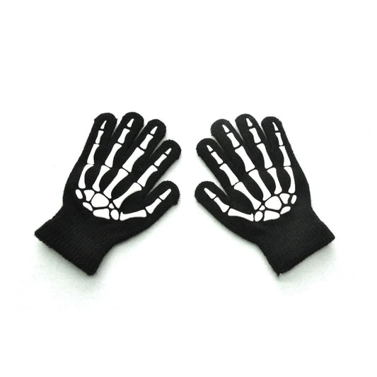 Kids Halloween Luminous Skull Winter Gloves | Ages 5–11 Kids Winter Gloves Peaceful Pleasures Health and Wellness D
