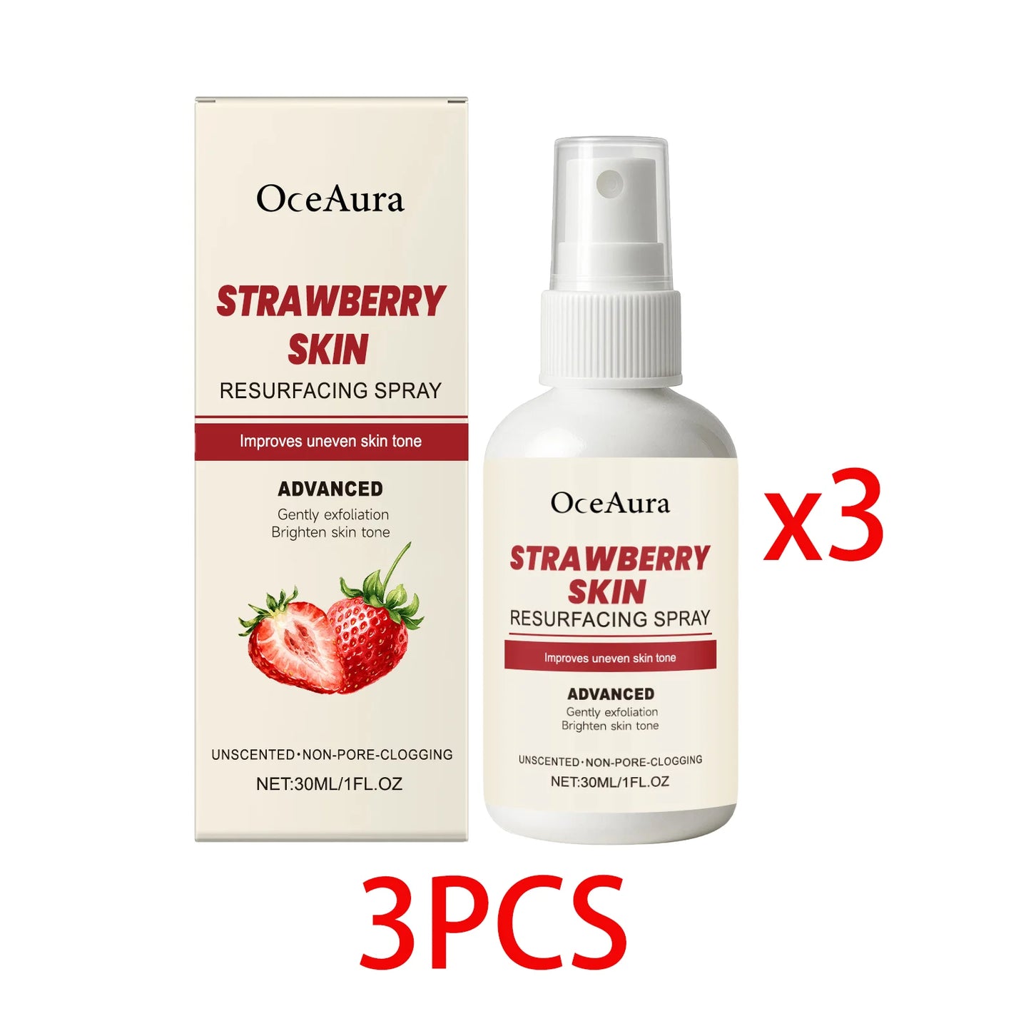 OceAura Strawberry Hydrating Facial Mist | Salicylic Acid 30ml