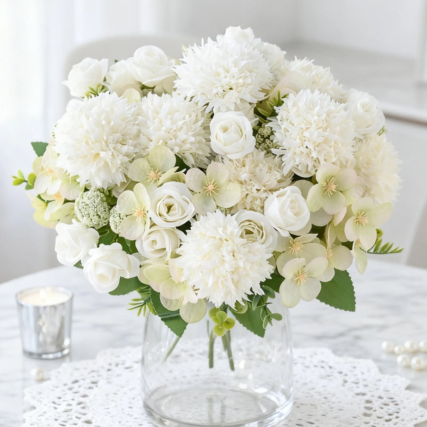 Artificial Silk Chrysanthemum Rose Bouquet | Wedding Home Decor