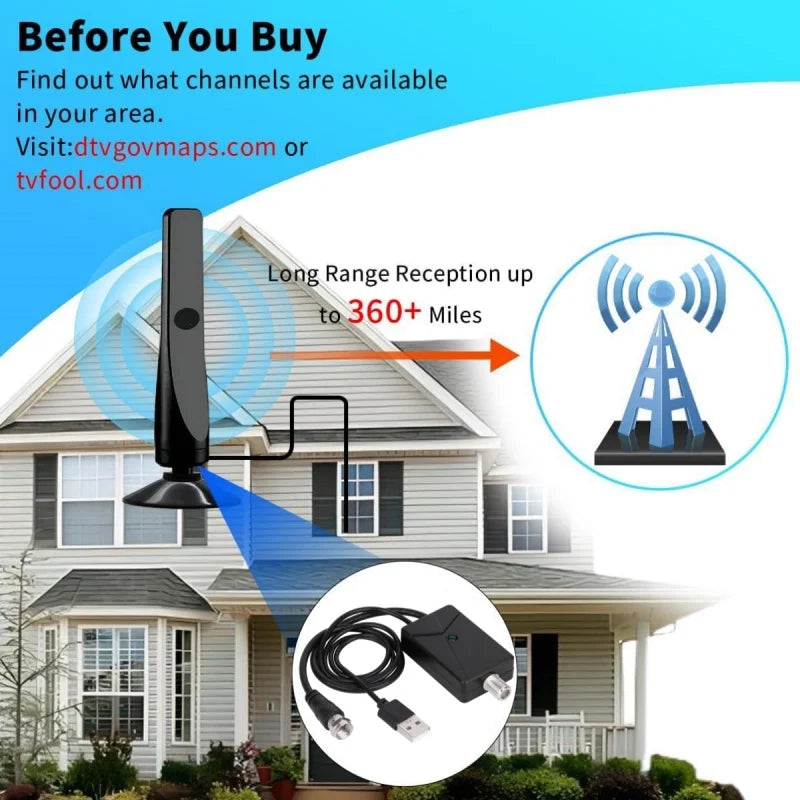 Indoor Digital TV Antenna DVB-T/T2 ATSC 36dB – HDTV & DAB/FM
