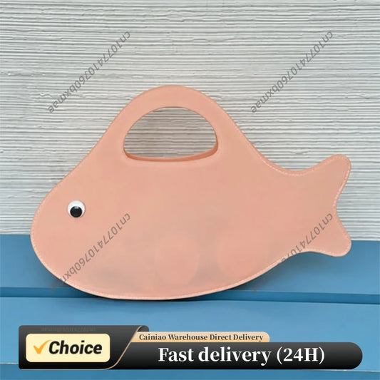 Funny Fish-Shape Clutch Purse Large Capacity Cute Solid Color Tote Handbag Transparent Lightweight Commute Clear Jelly Pack Peaceful Pleasures Health and Wellness