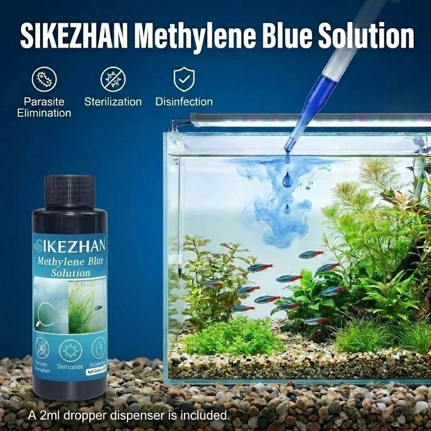 SIKEZHAN 101ml Methylene Blue Aquarium Fish Treatment Solution