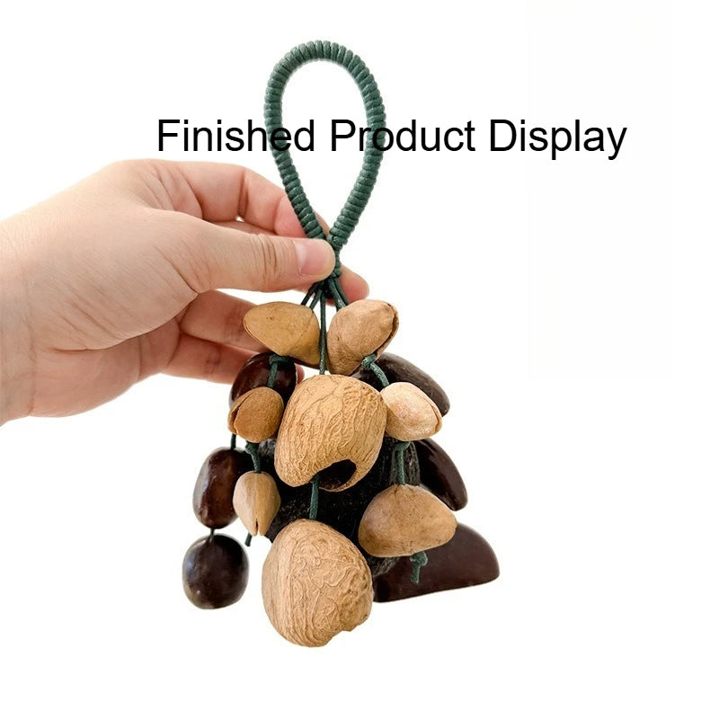 Natural Nut Shell Hand Rattle Wind Chime Pendant Fruit Handbell