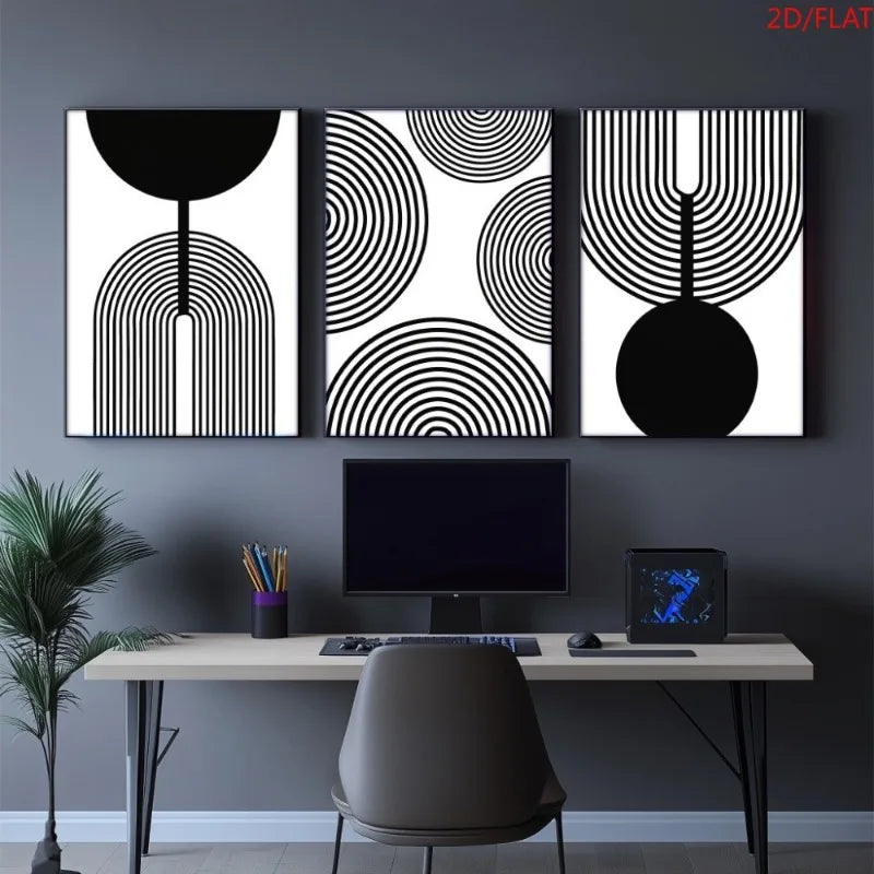 3-Piece Abstract Geometric Canvas Poster Set | Wall Art Décor Canvas Wall Art Set Peaceful Pleasures Health and Wellness