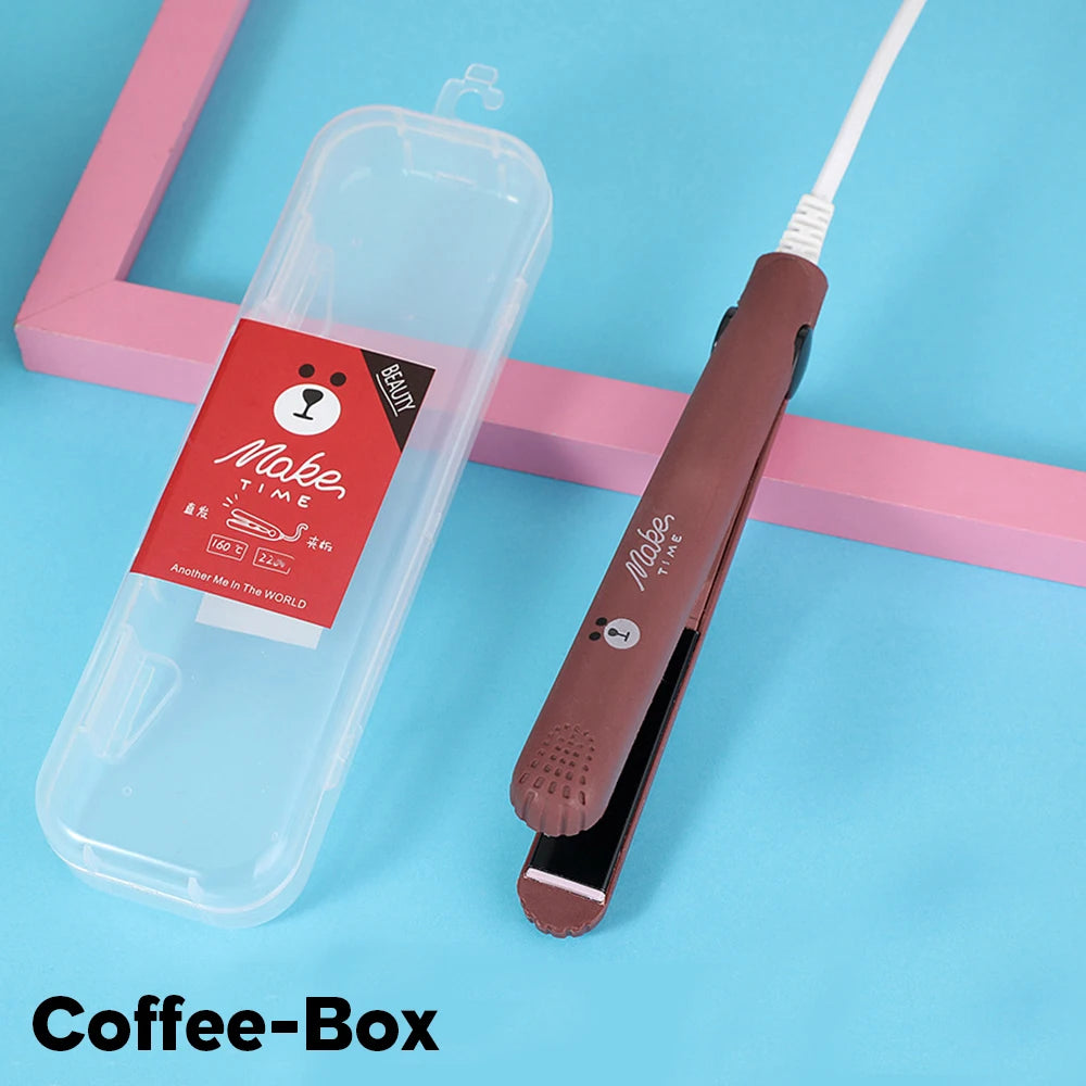 Mini Hair Iron Straightener & Curler Fast Heating Straightener Flat Iron Ceramic Straight Hair Iron Stlying Tools For Women Girl Peaceful Pleasures Health and Wellness Coffee-Box EU