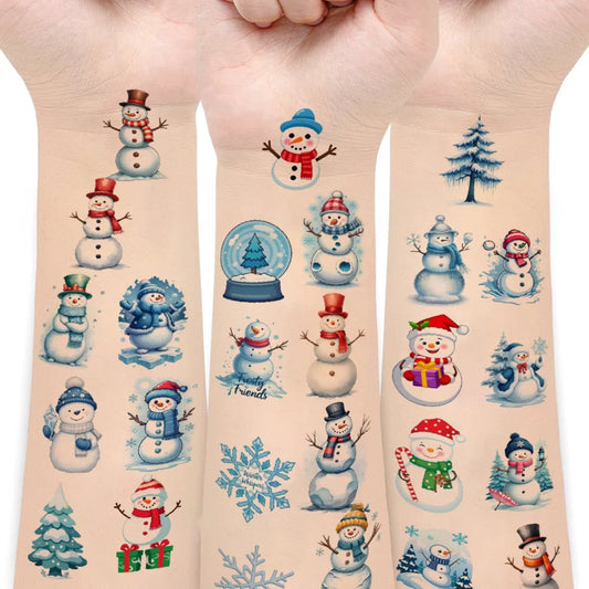 54-Pack Christmas Snowman Temporary Tattoos – Waterproof Stickers Temporary Tattoo Stickers Oasis Select