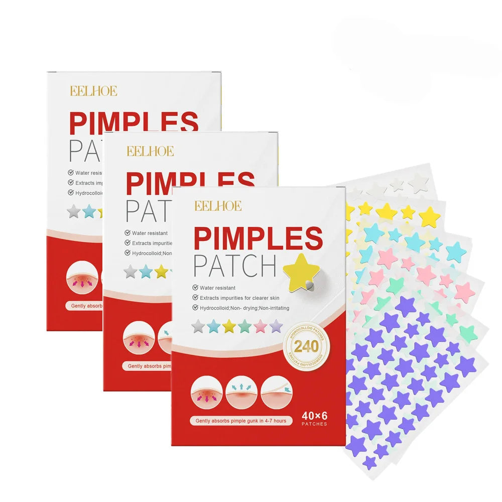240pcs New Pimple Patch Acne Patches Heart/Star/Flower/Round Shape Acne Dots Patches Moisturizes for Covering Zits and Blemishes Peaceful Pleasures Health and Wellness Star x 3 Box