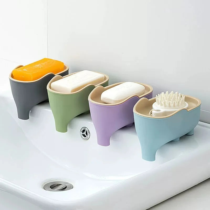 Cute Elephant Double Layer Soap Dish | Bathroom Soap Holder