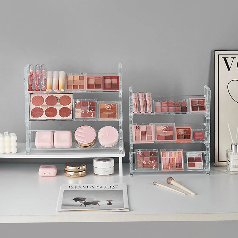 3-layer Acrylic Cosmetics Display Rack Multi-purpose Eyeshadow Tray Blush Storage Shelf Creative Desktop Toys Sundries Organizer Peaceful Pleasures Health and Wellness
