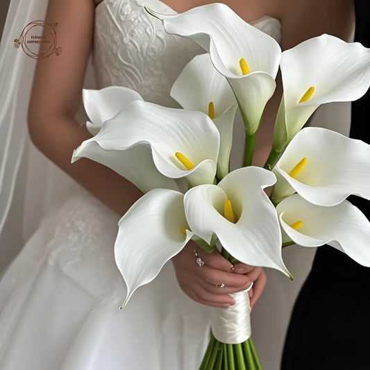 13pc Artificial Calla Lily Bouquet – PU Touch Wedding & Home Décor Artificial Flower Bouquet Peaceful Pleasures Health and Wellness