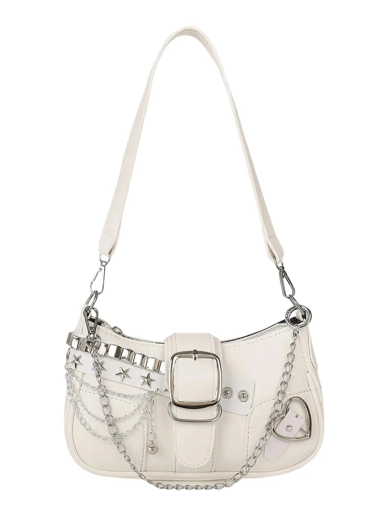 Original Sweet Spicy Bags Chain Sweet Cool Girl Niche Design Millennium Spicy Girl Crescent Underarm Bags Fashionable Versatile Peaceful Pleasures Health and Wellness WHITE