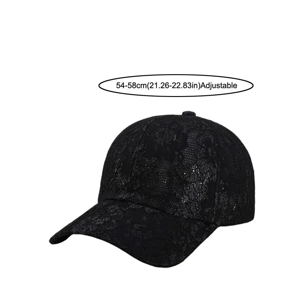 Floral Lace Baseball Cap – Breathable Mesh Sun Hat for Women